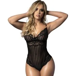 Body Noir à Rayures Transparentes – Mapalé