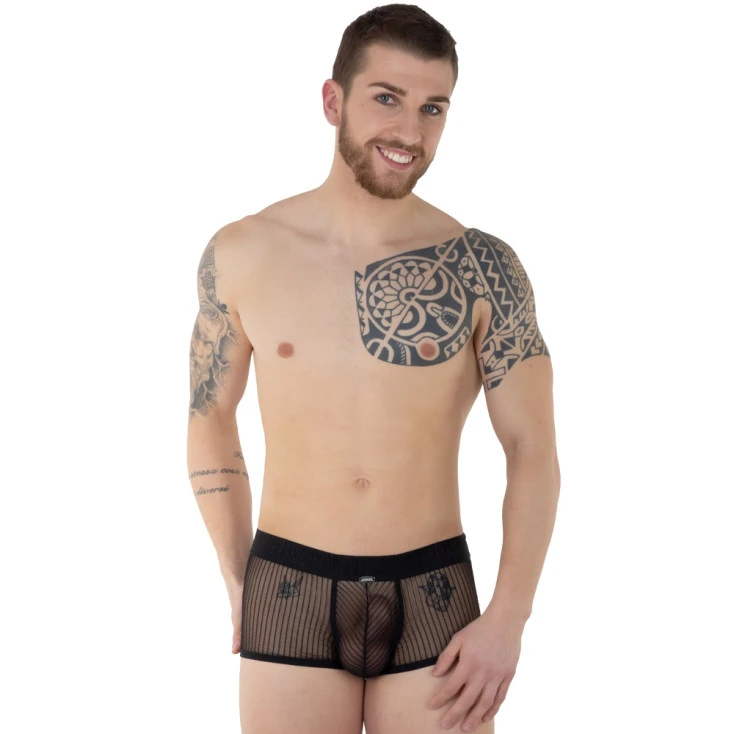 Boxer Push-Up Noir En Tulle Transparent – Eros Veneziani 3 Boxer Push-Up Noir En Tulle Transparent – Eros Veneziani