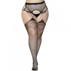 Collants Effet Porte-Jarretelles Résille Courbes Généreuses – Leg Avenue