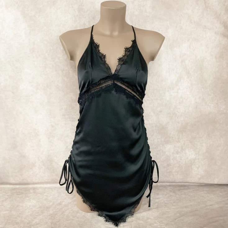 Nuisette Dos Nu En Satin Et Dentelle à Cils 3 Nuisette Dos Nu En Satin Et Dentelle à Cils