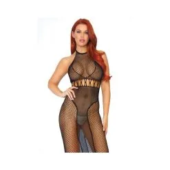 Robe Longue Résille Et Col Halter - Leg Avenue -Sextoys boutique robe longue resille col halter leg avenue 2