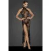 Robe Longue Velours Flocké Sur Tulle & Fente – Noir Handmade -Sextoys boutique robe longue velours flocke sur tulle fente noir handmade