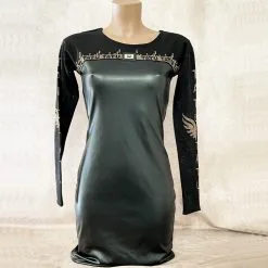 Robe Simili Cuir Et Strass