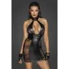Robe Wetlook Corsetée & Velours Flocké Sur Tulle – Noir Handmade -Sextoys boutique robe wetlook corsetee velours flocke sur tulle noir handmade