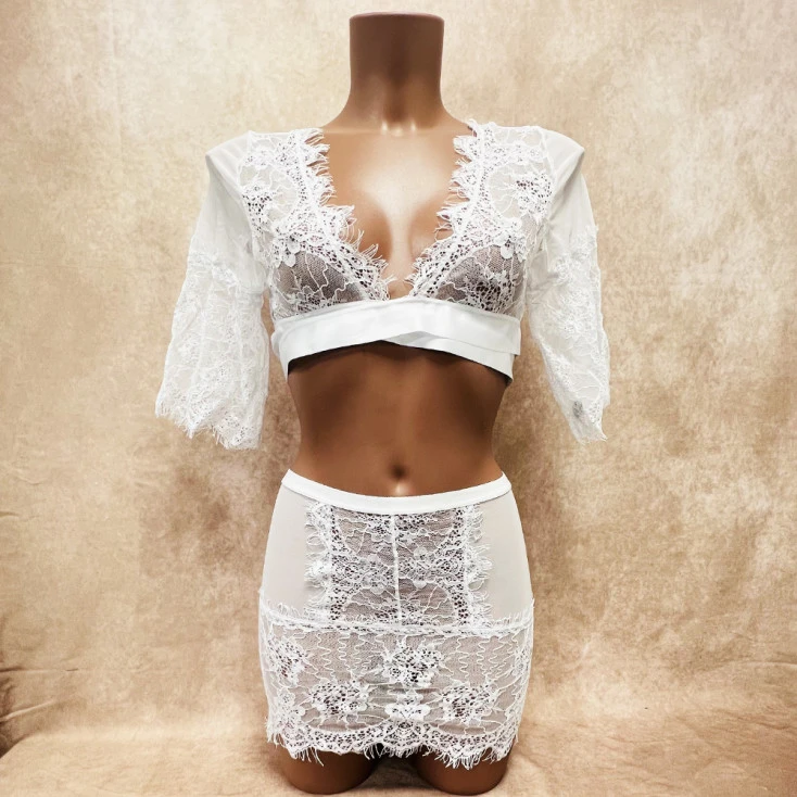 Top Dentelle à Cils à Nouer - Eros Veneziani 7 Top Dentelle à Cils à Nouer - Eros Veneziani – Image 5