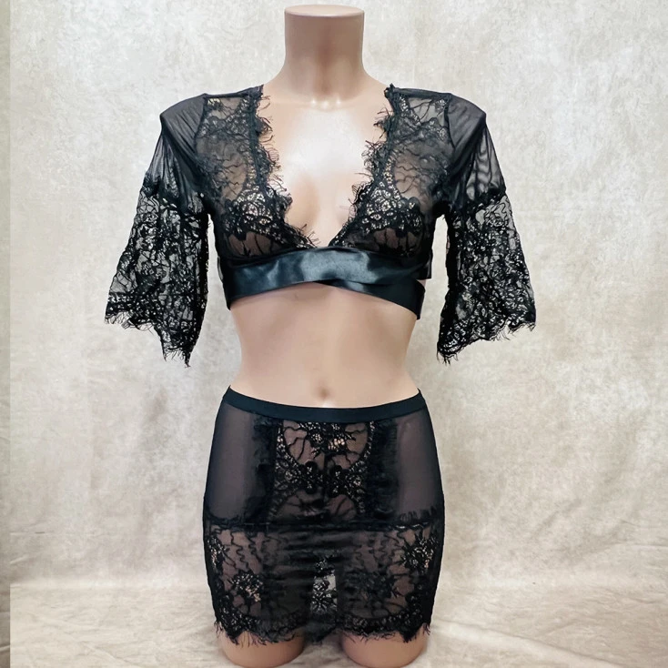 Top Dentelle à Cils à Nouer - Eros Veneziani 9 Top Dentelle à Cils à Nouer - Eros Veneziani – Image 7