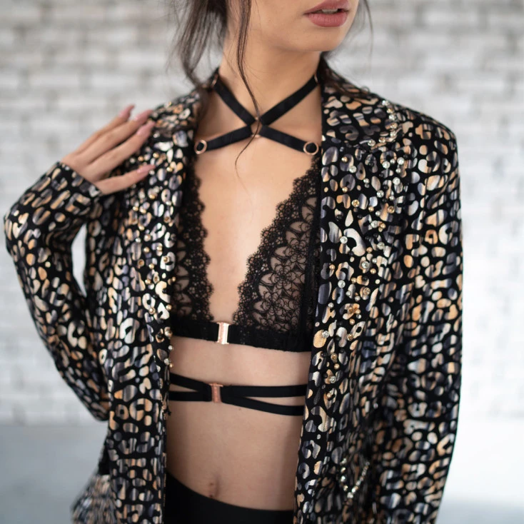 Veste Imprimé Léopard Doré 4 Veste Imprimé Léopard Doré – Image 2